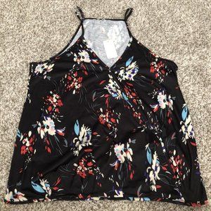 Aokosor Womens Deep V Neck Wrap Spaghetti Strap, Floral Print Design Size XXL